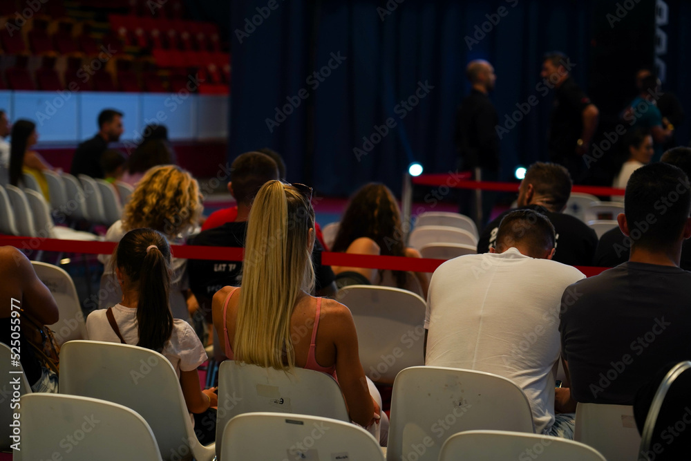 public. audience facing the stage. interior photo.