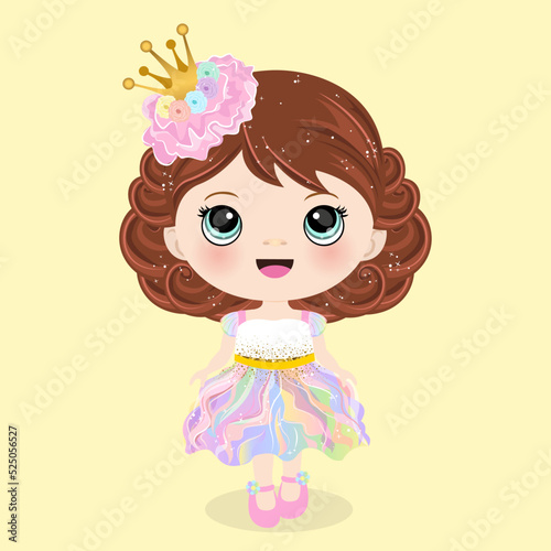 cute little princess with rainbow tutu