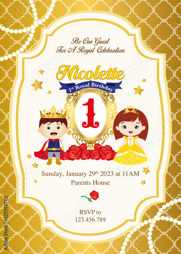 First Royal Birthday Invitation with cute prince and princess