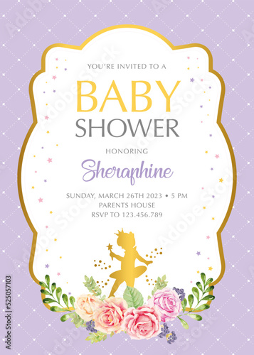 Royal Baby Shower Invitation with cute ballerina girl