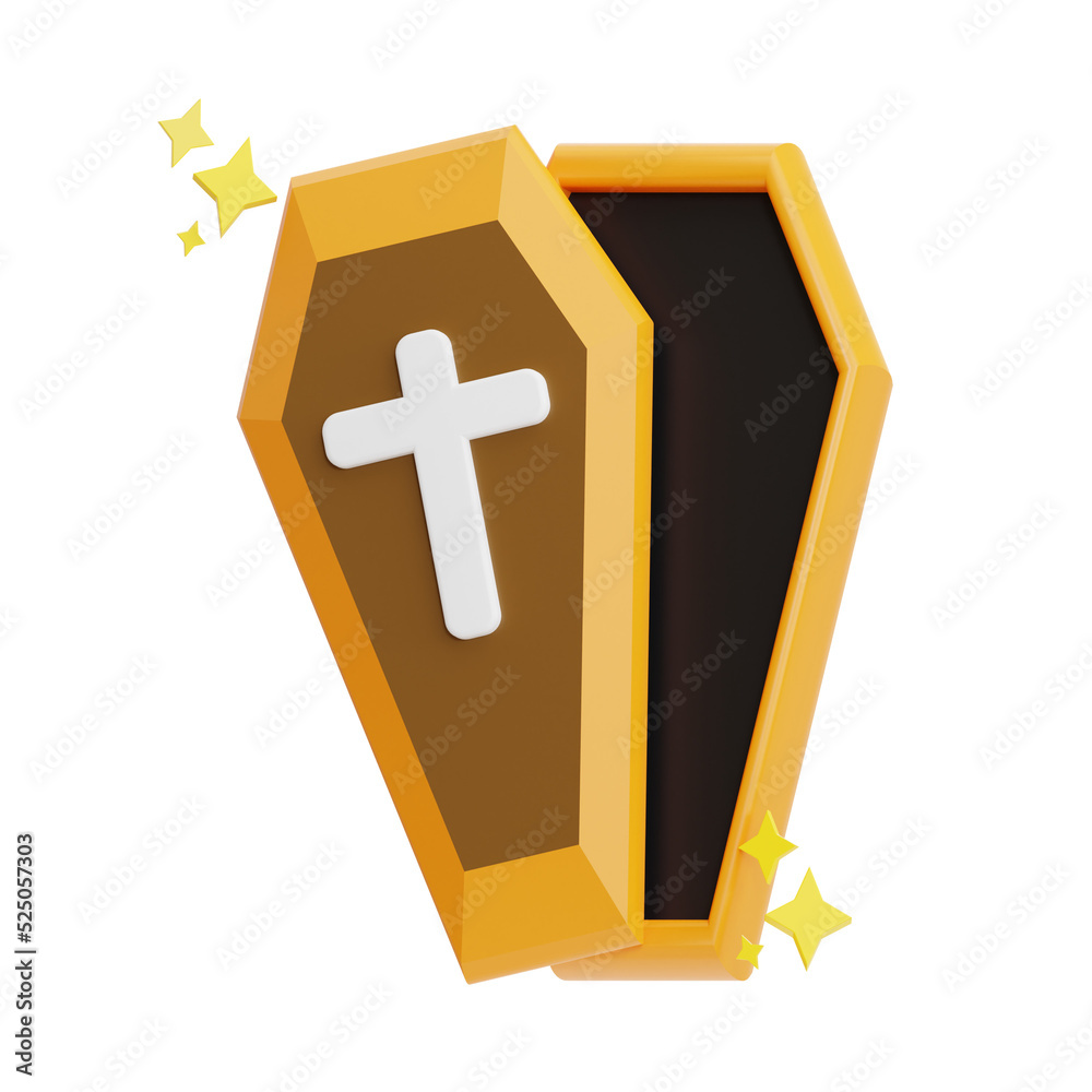 Obraz premium Coffin Halloween illustration 3d