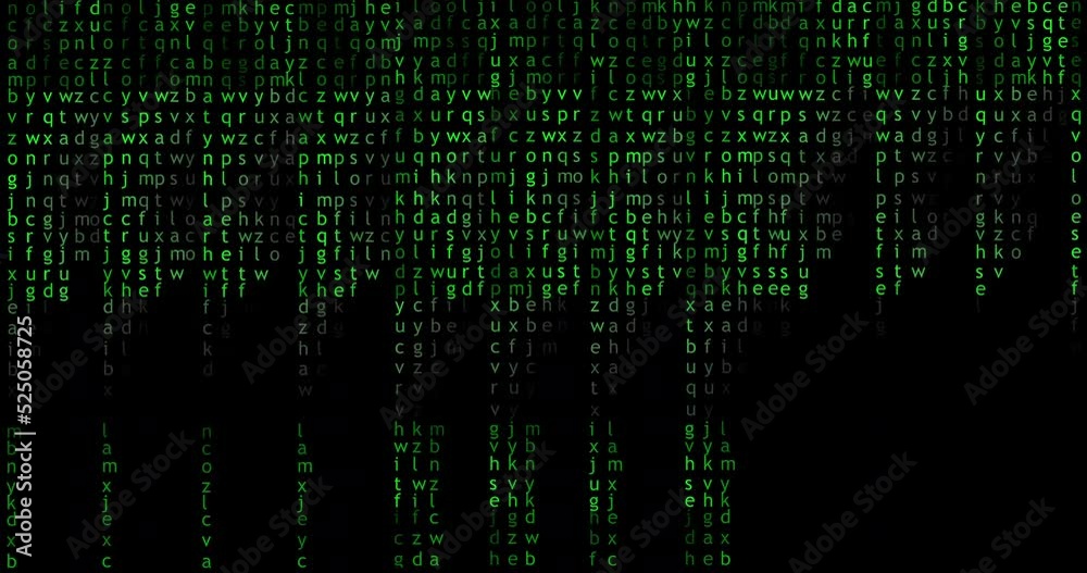 English alphabet, green color, appears on the screen, matrix. Concept of big data, internet, technology, cyber future, abstraction. English alphabet, green color, appears on the screen, matrix. Concept of big data, internet, technology, cyber future, abstraction.