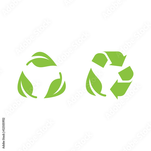 Recycle leaf cycle symbol. Recycled or recyclable arrows and leaves. Recycling icon.