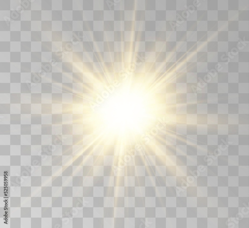 Transparent yellow sunlight special lens flash light effect. Front solar flare lenses 