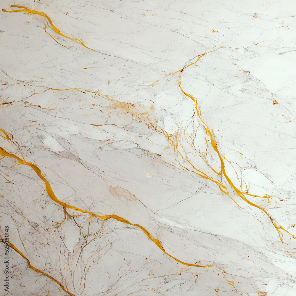 White marble with gold veins. Texture background. Stock Illustration