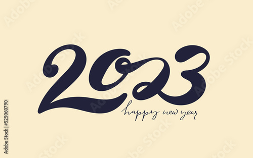 Hand drawn number 2023. Textured 2023 logo for card, postcard, calendar, promotion, sale design template. Happy New Year symbols. Vector Christmas elements, isolated on white background.