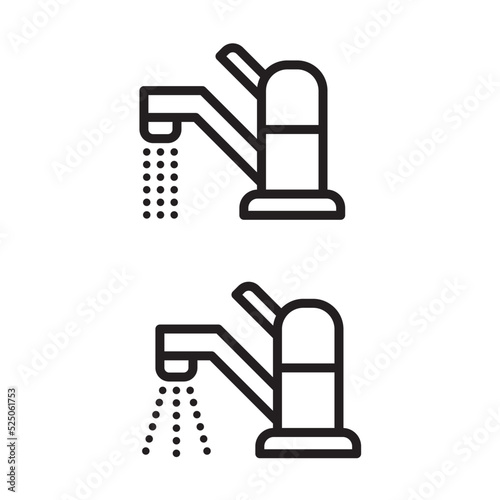 Thin or spray jet of water, set of tap icon.