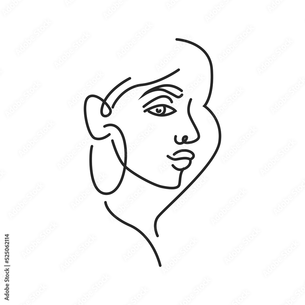 Woman face doodle in abstract design, trendy. Vector beautiful portrait, abstract doodle modern fashion vogue face with hairstyle. Lady head beauty minimalist, print graphics design style Woman face doodle in abstract design, trendy. Vector beautiful portrait, abstract doodle modern fashion vogue face with hairstyle. Lady head beauty minimalist, print graphics design style