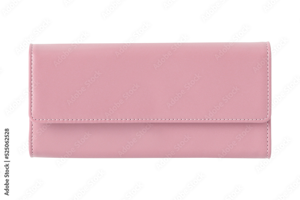 Pale pink glamour woman s elegant leather wallet isolated on white Pale pink glamour woman s elegant leather wallet isolated on white