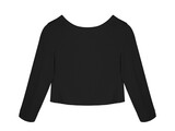 Black short blank blouse sweater with long sleeves isolated white