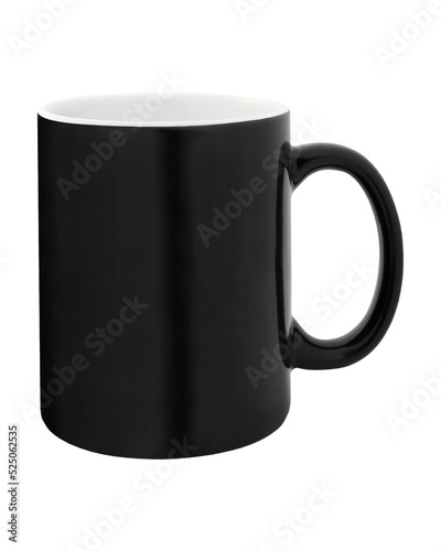 Black classic blank empty cup mug isolated white