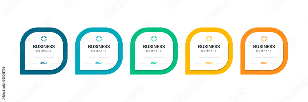 Badge Certification with modern shape design. Business infographic with 5 options or steps.