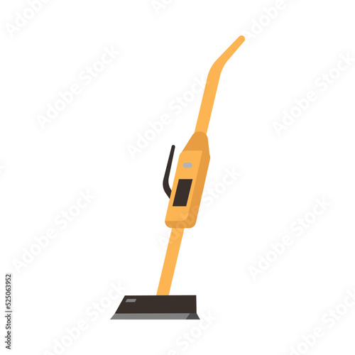 Portable hoover for cleaning floor, isolated vertical vacuum cleaner. Cleanup and tidying home, electronic appliances for household duties and chores. Vector in flat style