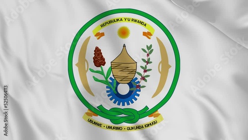 Rwanda national emblem or symbol in waving flag. smooth 4k video seemless loop photo