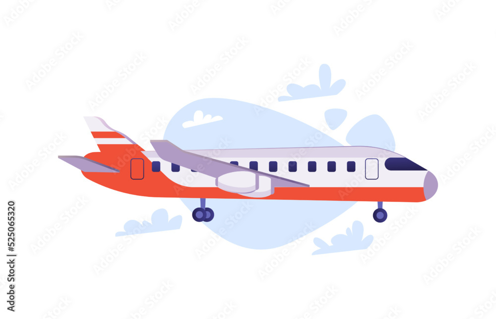 Global transportation delivery service by airplane. Air freight logistics. Online order and fast quick speed delivery by airplane, warehouse aircraft, vector flat cartoon