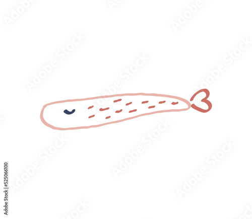 Cute hand drawn fish with red stroke.