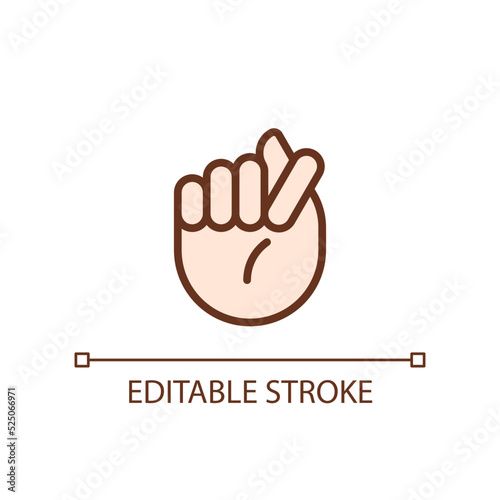 Fig sign pixel perfect RGB color icon. Offensive hand gesture. Obscene non verbal communication. Isolated vector illustration. Simple filled line drawing. Editable stroke. Arial font used