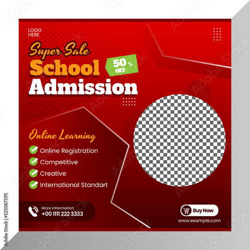 School admission banner for marketing social media layout