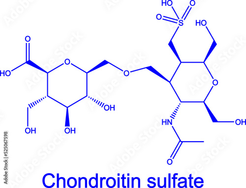 Chondroitin sulfate molecule supplement. Chondroitin blue chemical formula
