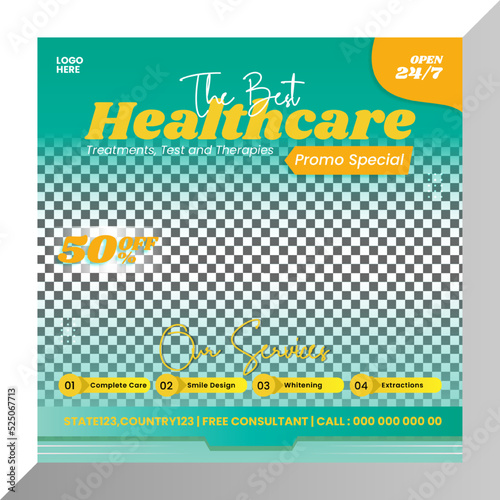Social media post healthcare template or Medical health banner with luxury elegant for social media banner post