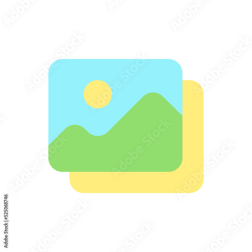 Set of pictures flat color ui icon. Digital photo library. Multimedia management. Visual design. Simple filled element for mobile app. Colorful solid pictogram. Vector isolated RGB illustration
