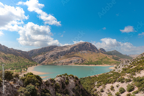water reservoir with water between mountains in mallorca cuber reservoir 