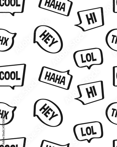 Seamless Pattern Background with speech bubbles, vector illustration isolated on White backdrop.
