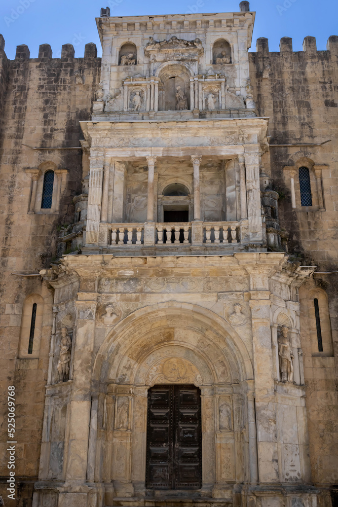 Renaissance Porta Especiosa on the North façade of the Old Cathedral of Coimbra (Portuguese: Sé Velha de Coimbra)