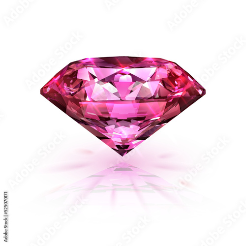 Realistic ruby isolated on white background - vector diamond illustration