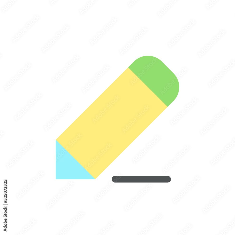 Pencil flat color ui icon. Drawing lines. Photo decoration. Photography editor instrument. Simple filled element for mobile app. Colorful solid pictogram. Vector isolated RGB illustration Pencil flat color ui icon. Drawing lines. Photo decoration. Photography editor instrument. Simple filled element for mobile app. Colorful solid pictogram. Vector isolated RGB illustration