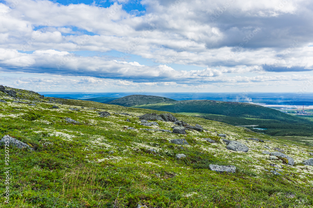 Fototapeta premium Mountains Apatite. Ski resort- Arctic region of Russia is a popular hiking trail
