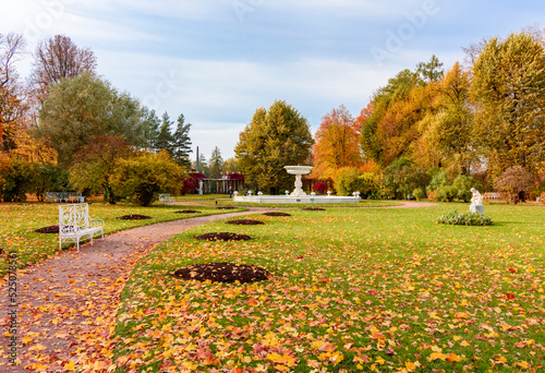 Private garden in Catherine park in autumn, Tsarskoe Selo (Pushkin), Saint Petersburg, Russia