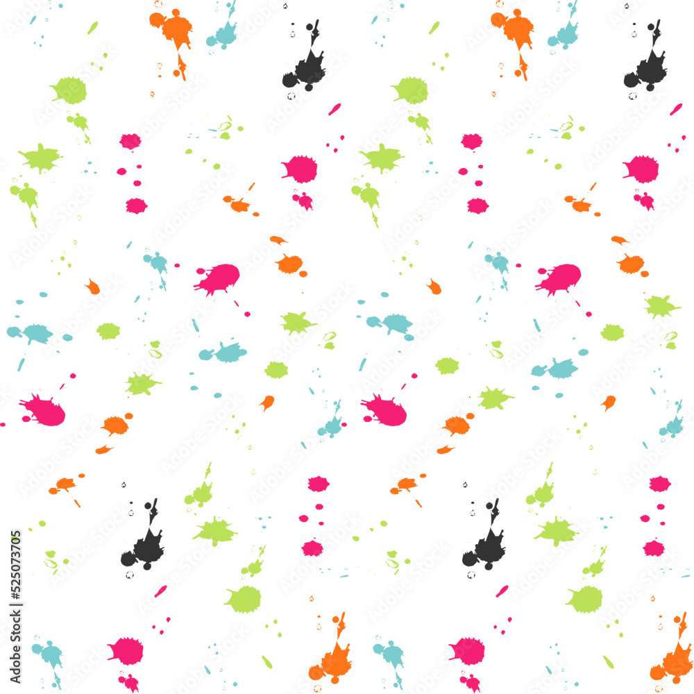 Ink splash seamless vector pattern isolated on White background. Design for use backdrop wrapping paper all over textile fabric print and others 