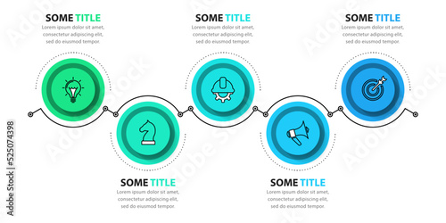 Infographic template. Horizontal timeline with 5 circles