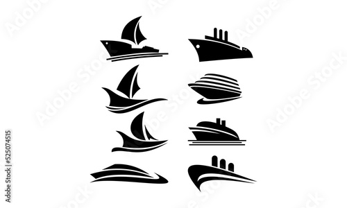 cruise ship vector logo set package