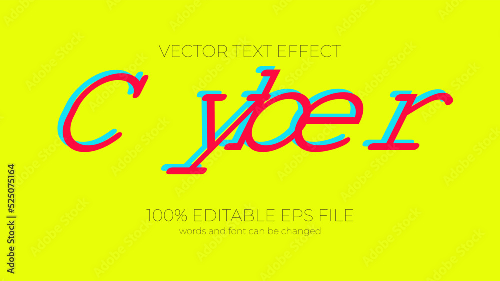 cyber editable text effect style, EPS editable cyber text effect