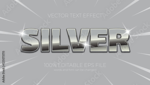 Silver editable text effect style, EPS editable silver text effect