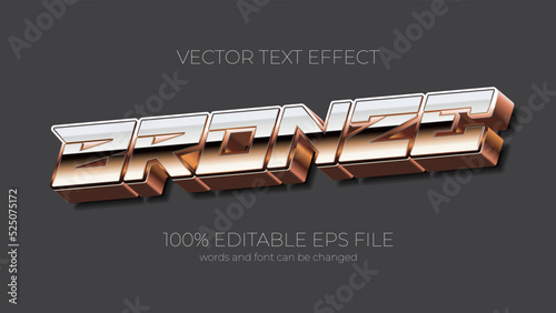 bronze editable text effect style, EPS editable bronze text effect