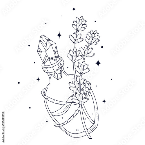 magic flask, witch bottle, magic potion silhouette drawing, potion bottle tattoo sketch, halloween silhouette drawing, Hand drawn mystical doodle design element, a magic and witchcraft set of doodle