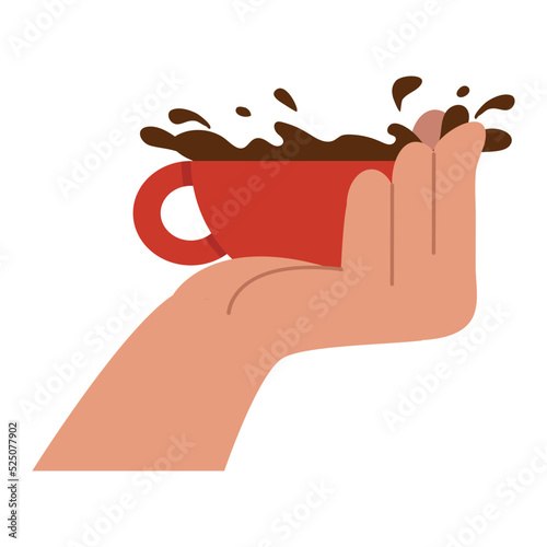 Hand Holding red cup of coffee