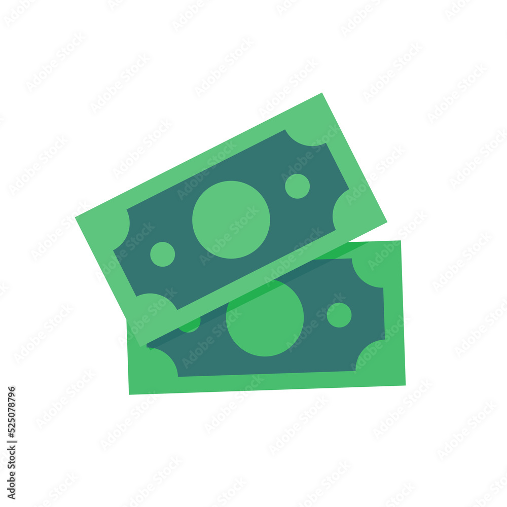 Money icon. Green dollar bills that are very valuable. The concept of a millionaire Spending money Money icon. Green dollar bills that are very valuable. The concept of a millionaire Spending money
