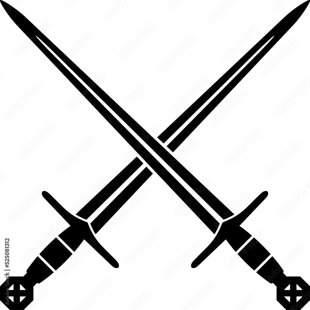 Measured swords, crossed knights weapon Measured swords, crossed knights weapon