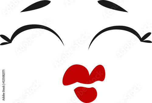 Emoticon with red lipstick and closed eye isolated