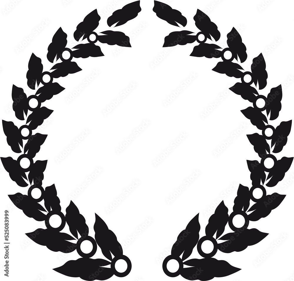 Victory symbol, isolated laurel wreath