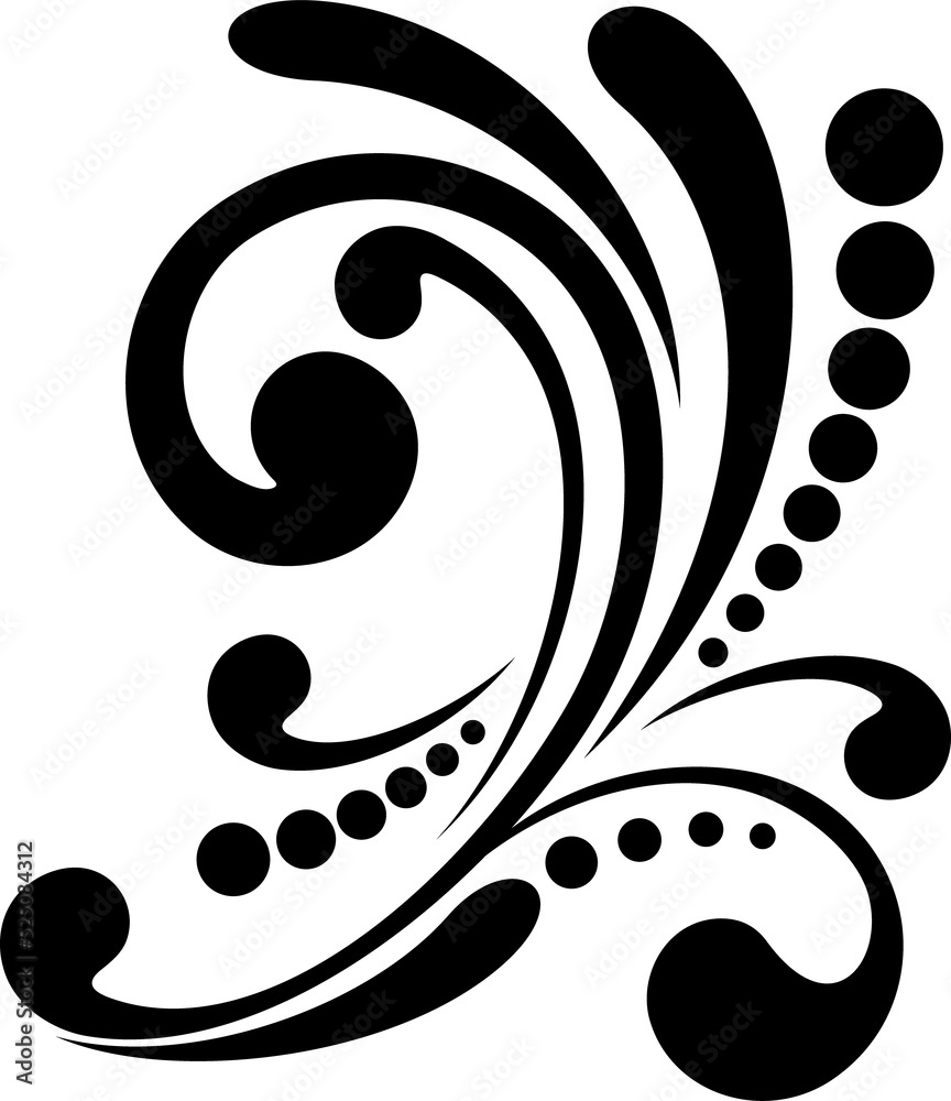 Floral element isolated calligraphic motif Floral element isolated calligraphic motif