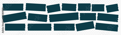 Blank tape or paper torn rip edge strip piece. Scotch or sellotape silhouette for scrapbooking collage. Ragged cardboard set, calligraphy rough border, tattered note on transparent background
