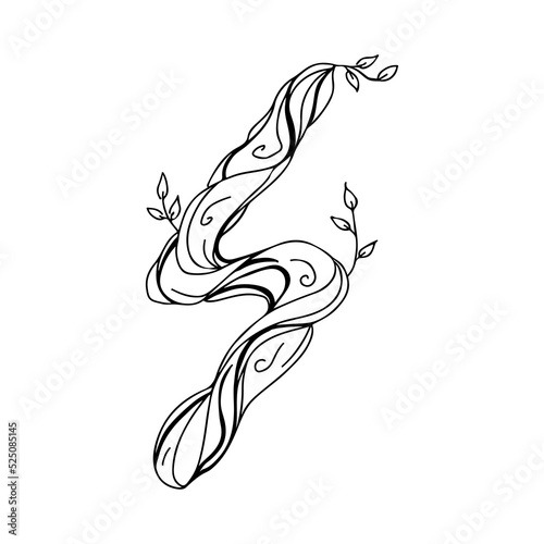 Runa Sowulu, Soulo, Sowelo. Wooden doodle style. A magical amulet of the sun, lightning, energy and creativity. Elder Futhark. The alphabet is Nordic and northern. Viking letters. Magic tattoo.