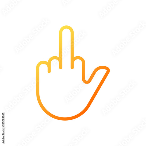 Middle finger pixel perfect gradient linear vector icon. Obscene hand gesture. Offensive non verbal message. Thin line color symbol. Modern style pictogram. Vector isolated outline drawing
