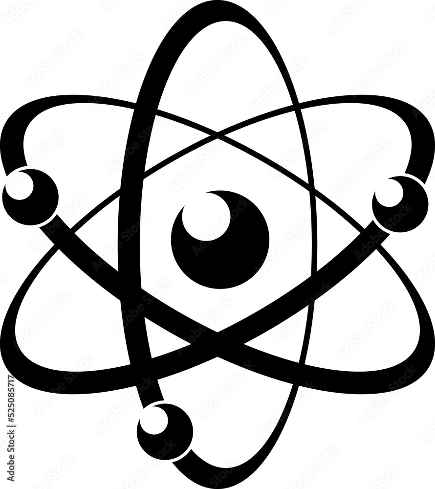 Atomic energy symbol black vector icon - obrazy, fototapety, plakaty 