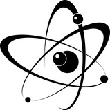 Atomic energy symbol black vector icon